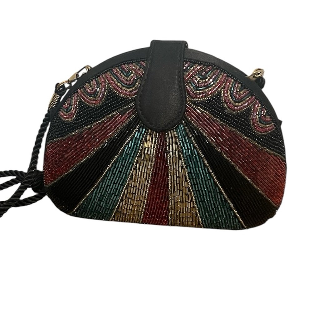 Mackie Bob Mackie vintage glass beaded dome purse clutch with strap